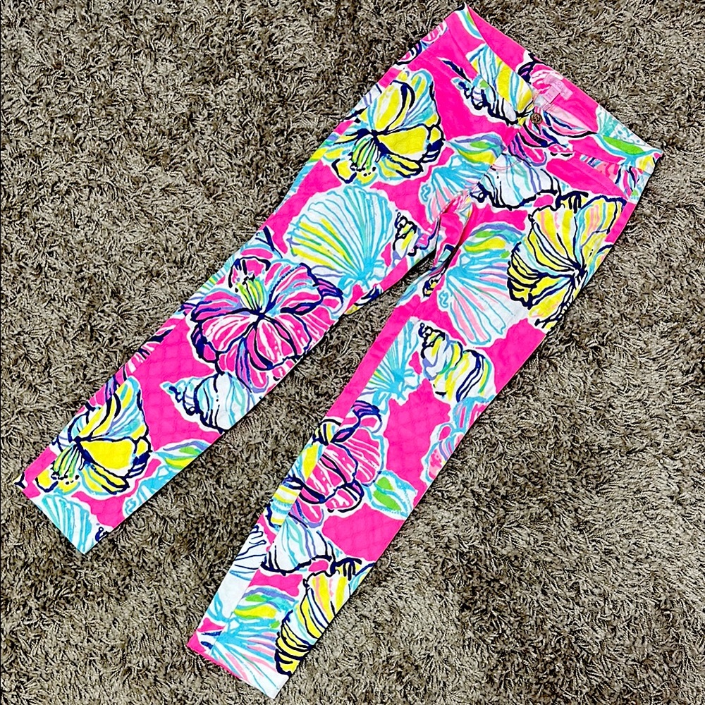Lilly Pulitzer Pink Floral Pants Size 0